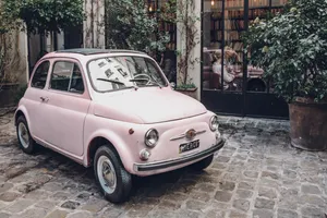 Dreamy Pink Vintage Car Wallpaper