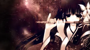 Dress Japan Flute Sad Woman Wallpaper