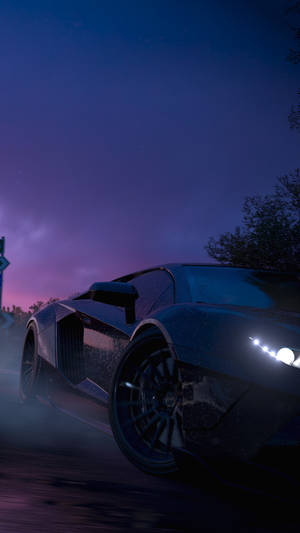 Drift Car Under A Purple Sky Wallpaper