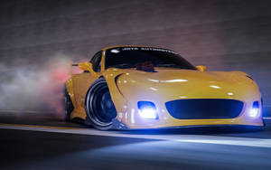 Drifting Yellow Car Wallpaper