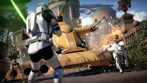 Droid Stormtroopers City Battle Wallpaper