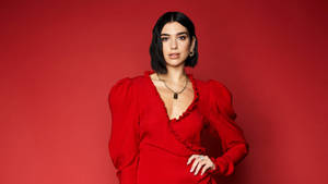 Dua Lipa All In Red Wallpaper