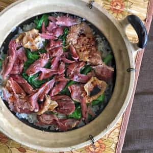 Duck Rice In An Claypot With Preserved Duck Leg Wallpaper