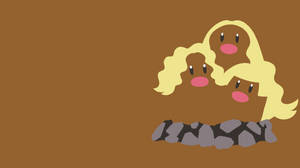 Dugtrio Diglett Alola Form Brown Background Wallpaper