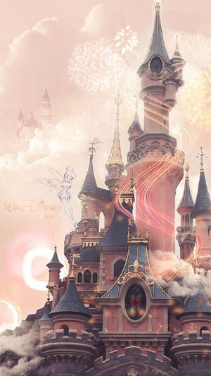 Dusty Pink Disney Castle Wallpaper