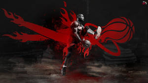 Dwyane Wade Between The Legs Dribble Painted Art Wallpaper