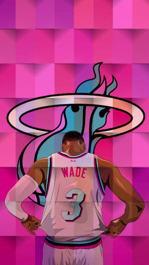 Dwyane Wade Posing With The Miami Heat Logo Wallpaper