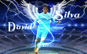 Dynamic David Silva In Action For Manchester City Fc Wallpaper