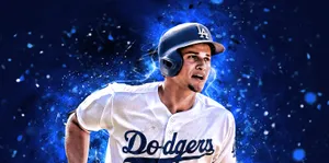 Dynamic Dodgers Player Artistic Background Wallpaper