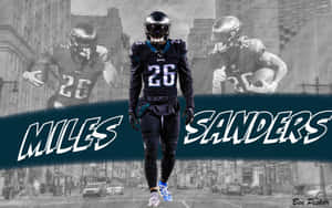 Eagles Running Back Miles Sanders Carrying The Ball. Wallpaper