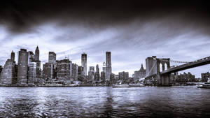 East River New York Black And White Wallpaper