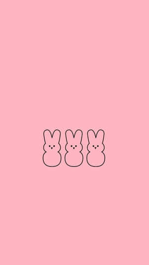 Easter Peeps Pink Bunnies Vector Wallpaper