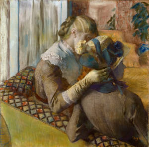 Edgar Degas At The Milliner's Pastel Drawing Wallpaper