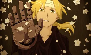 Edward Elric Demonstrating His Alchemy Skills In Fullmetal Alchemist. Wallpaper