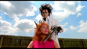 Edward Scissorhands Cutting Hair Wallpaper