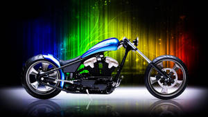 Electric Blue Chopper Motorcycle Wallpaper