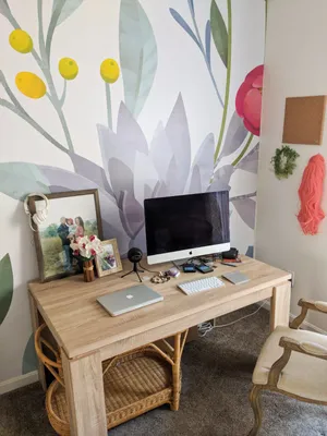 Elegant Home Office Space With Natural Light Wallpaper