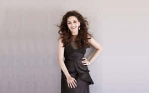 Elegant Madhuri Dixitin Black Dress Wallpaper