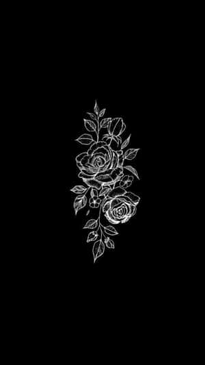 Elegant White Roseson Black Wallpaper