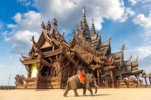 Elephant Walking Across The Sanctuary Of Truth Wallpaper