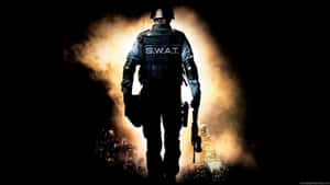 Elite Swat Officer Catching His Breath In Time Of Crisis Wallpaper