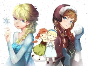 Elsa And Anna Anime Wallpaper