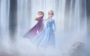 Elsa And Anna In Woods Frozen 2 Wallpaper