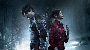 Embrace The Dark And Damp Night In Resident Evil 2 Remake Wallpaper
