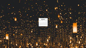 Embrace The New Year With The January 2022 Calendar, Decorated With Beautiful Lanterns. Wallpaper