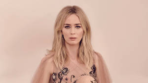 Emily Blunt Beige Photoshoot Wallpaper