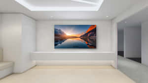 Empty Room With River Painting Wallpaper