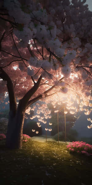 Enchanted_ Cherry_ Blossom_ Evening Wallpaper