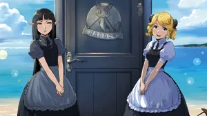 Enchanted Dine-in: Kuro And Aletta's Otherworldly Encounter Wallpaper