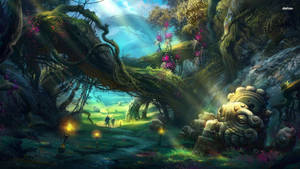 Enchanted Forest With People Wallpaper