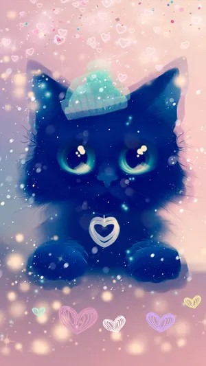 Enchanted Heart Kitten Wallpaper