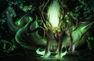 Enchanted Neon Green Reindeer In Mystical Land Wallpaper