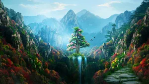 Enchanted Spring Forest Art Wallpaper