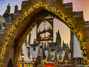 Enchanting Christmas At Hogwarts Wallpaper