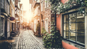 Enchanting European Street Travel Laptop Wallpaper