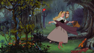 Enchanting Sleeping Beauty Slumbers Amidst Enchanting Forest Scenery. Wallpaper