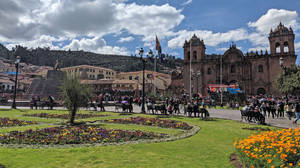 Enchanting View Of The Main Plaza In Cusco, Peru Wallpaper