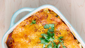 Enchiladas White Dish With Cheesy Salsa Wallpaper