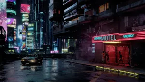 Encounter The Dangers And Rewards Of An Adventurous Night In Night City Wallpaper