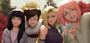 Engaging 4k Wallpaper Featuring Iconic Naruto Female Characters Wallpaper