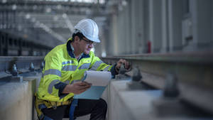 Engineer Inspecting Equipment Wallpaper