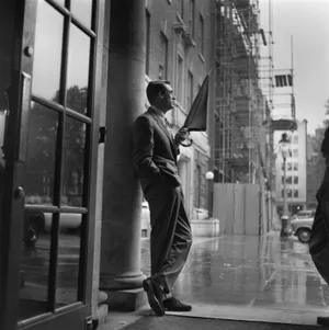 English-american Actor Cary Grant In Rain Wallpaper