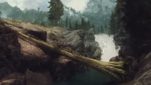 Enjoy A Peaceful Journey Through The Magnificent Skyrim Landscape. Wallpaper