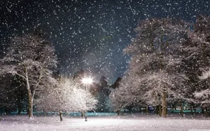 Enjoy A Snowy Winter's Night On The Desktop Wallpaper