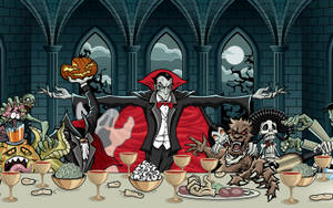 Enjoy A Spooky Vampire Feast This Halloween Wallpaper