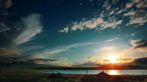 Enjoy The Beauty Of A Magnificent Sunset Over The Horizon. Wallpaper